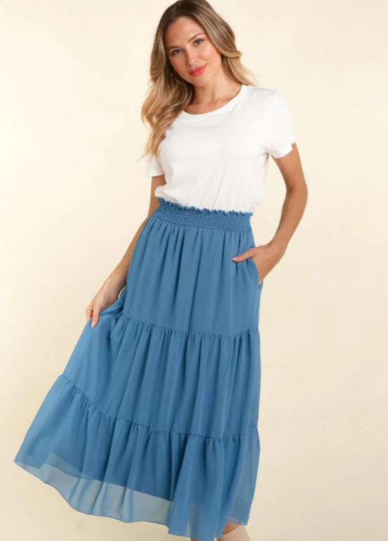 Simple Moments Tiered Midi Skirt