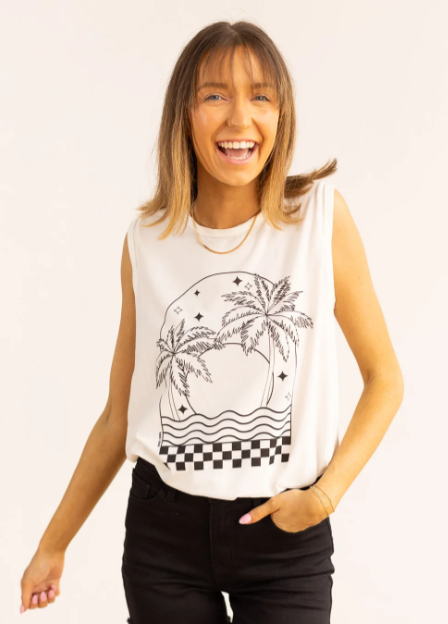 Checkers & Palm Trees Graphic Tank