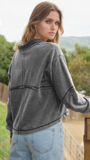 Better By The Day Pullover Top - Grey