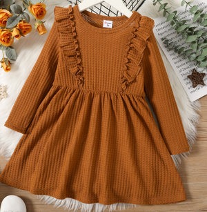 KIDS - Cognac Ruffle Dress - Baby/Toddler/Kids