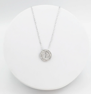 Cross Crystal Necklace - Silver - Treasure Jewels