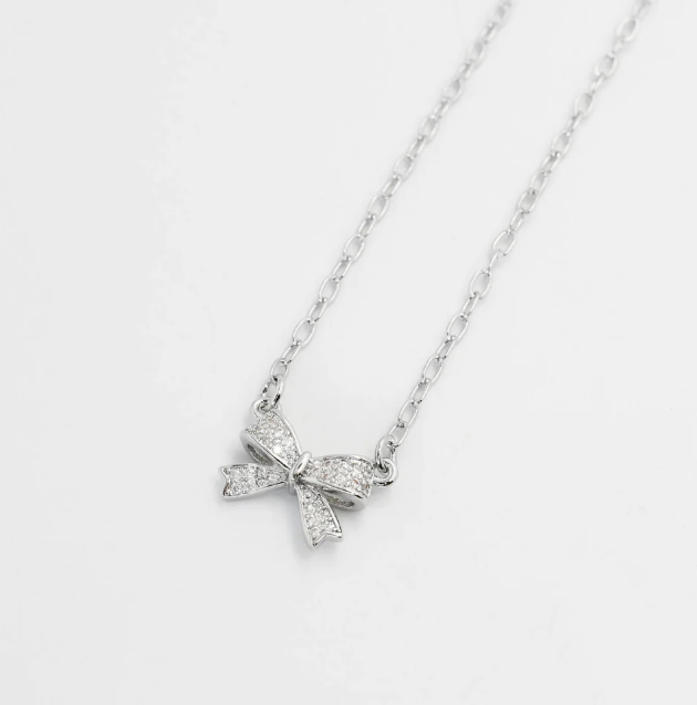Sweet Bow Necklace - Silver - Treasure Jewels