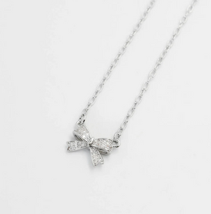 Sweet Bow Necklace - Silver - Treasure Jewels