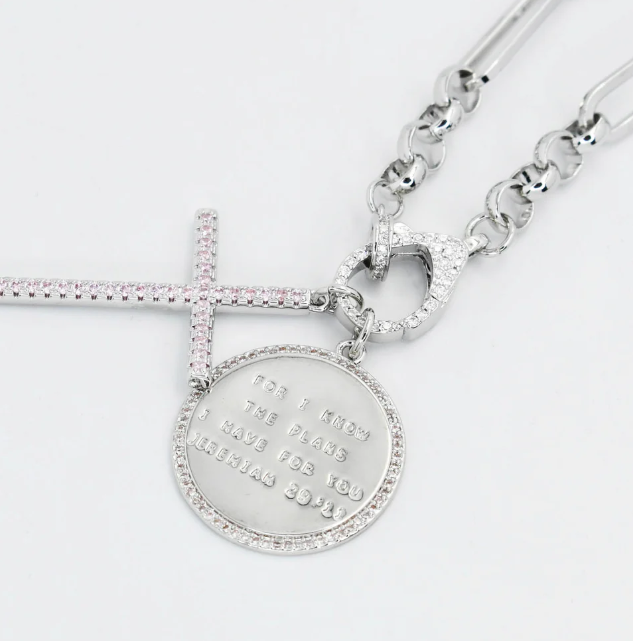 Jeremiah 29:11 Cross Necklace - Silver - Treasure Jewels