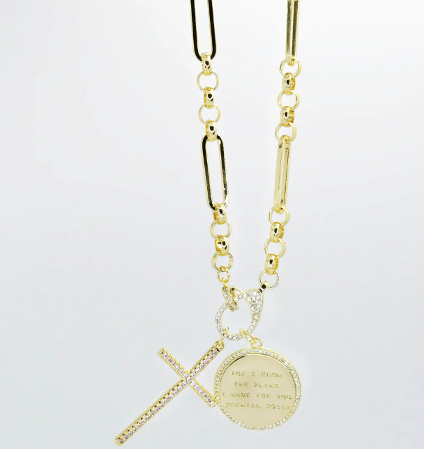 Jeremiah 29:11 Cross Necklace - Gold - Treasure Jewels