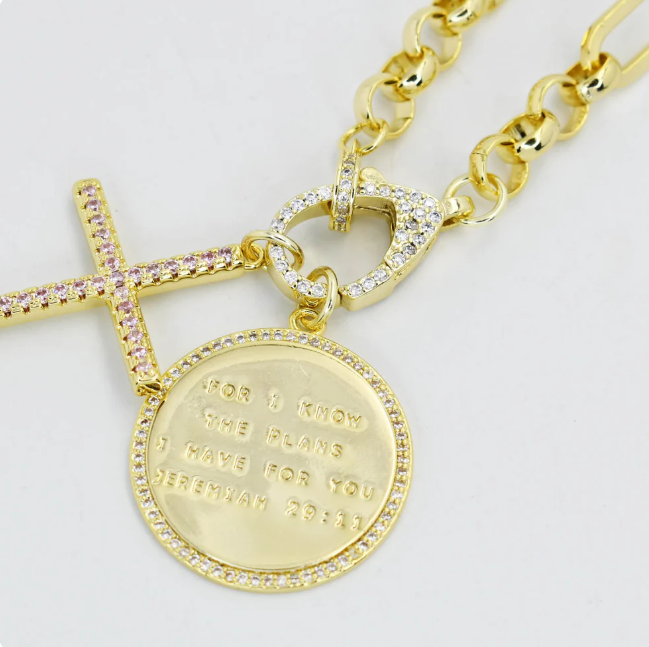 Jeremiah 29:11 Cross Necklace - Gold - Treasure Jewels
