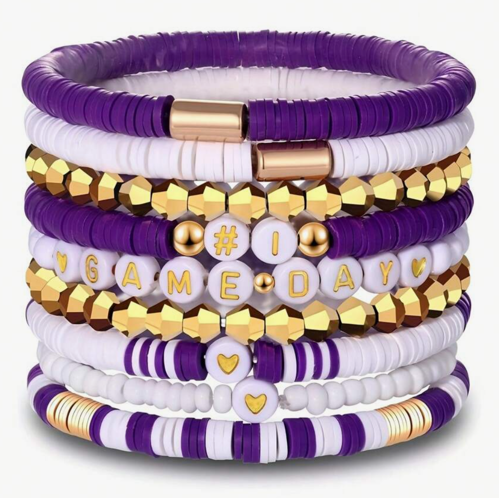 Blakely Charm Stack Bracelet - Purple/White