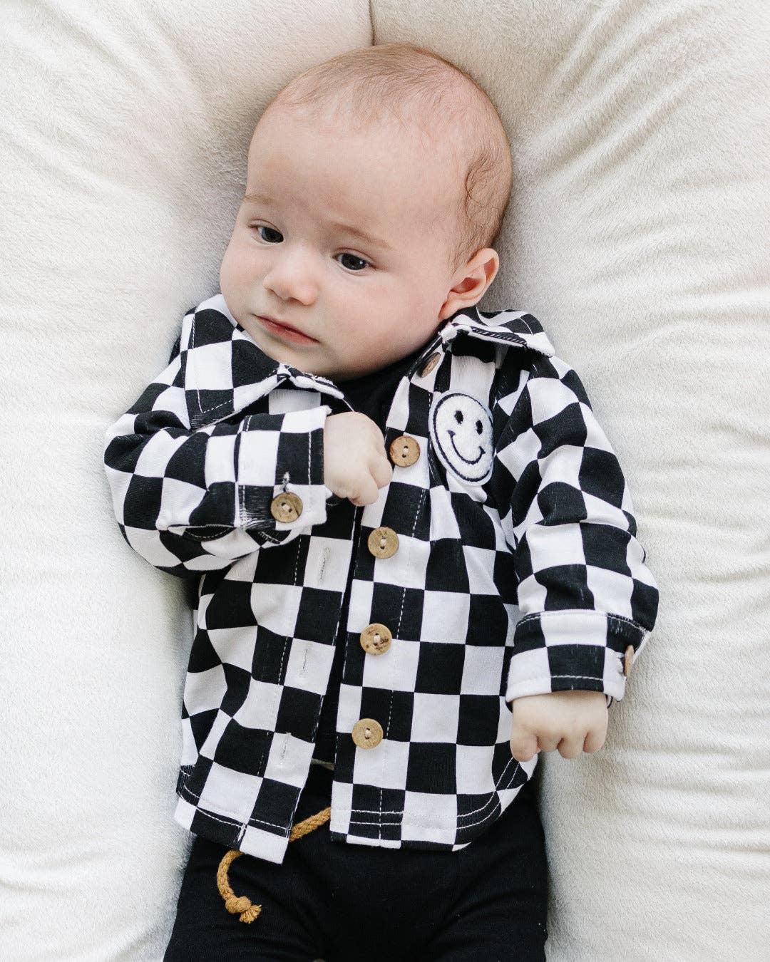 KIDS - Checkered Cotton Shacket - Black - Baby/Toddler/Kids