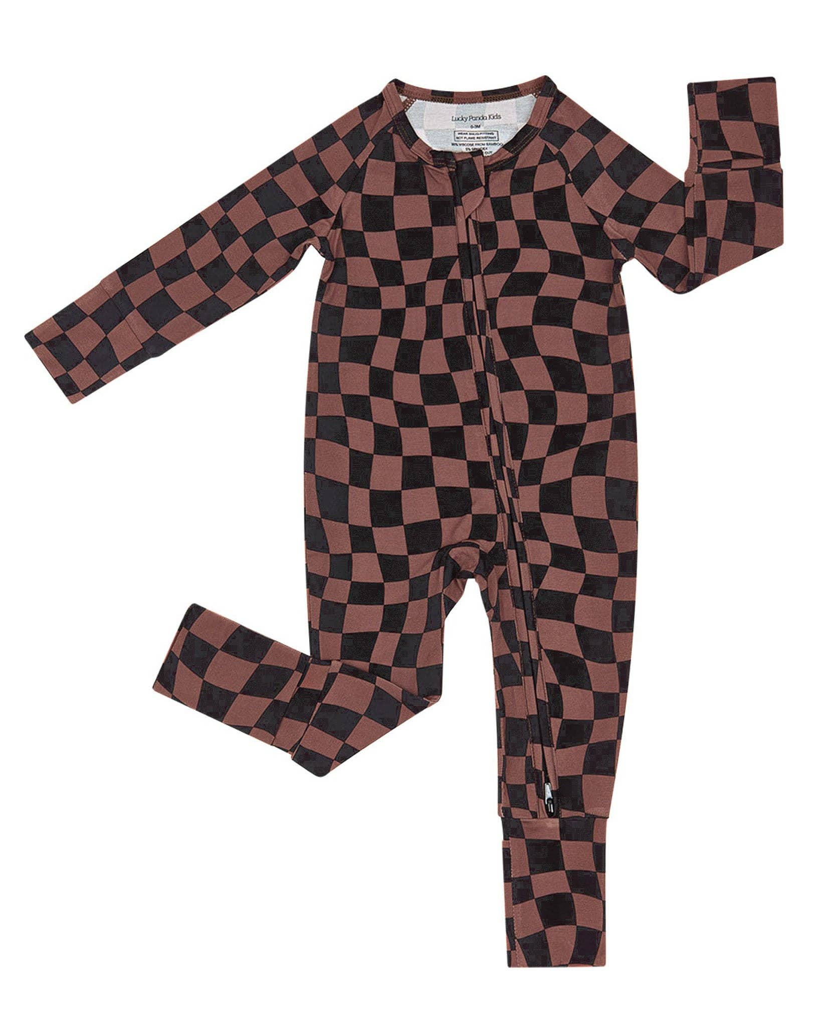 KIDS - Chocolate Checkered Zip Romper - Baby
