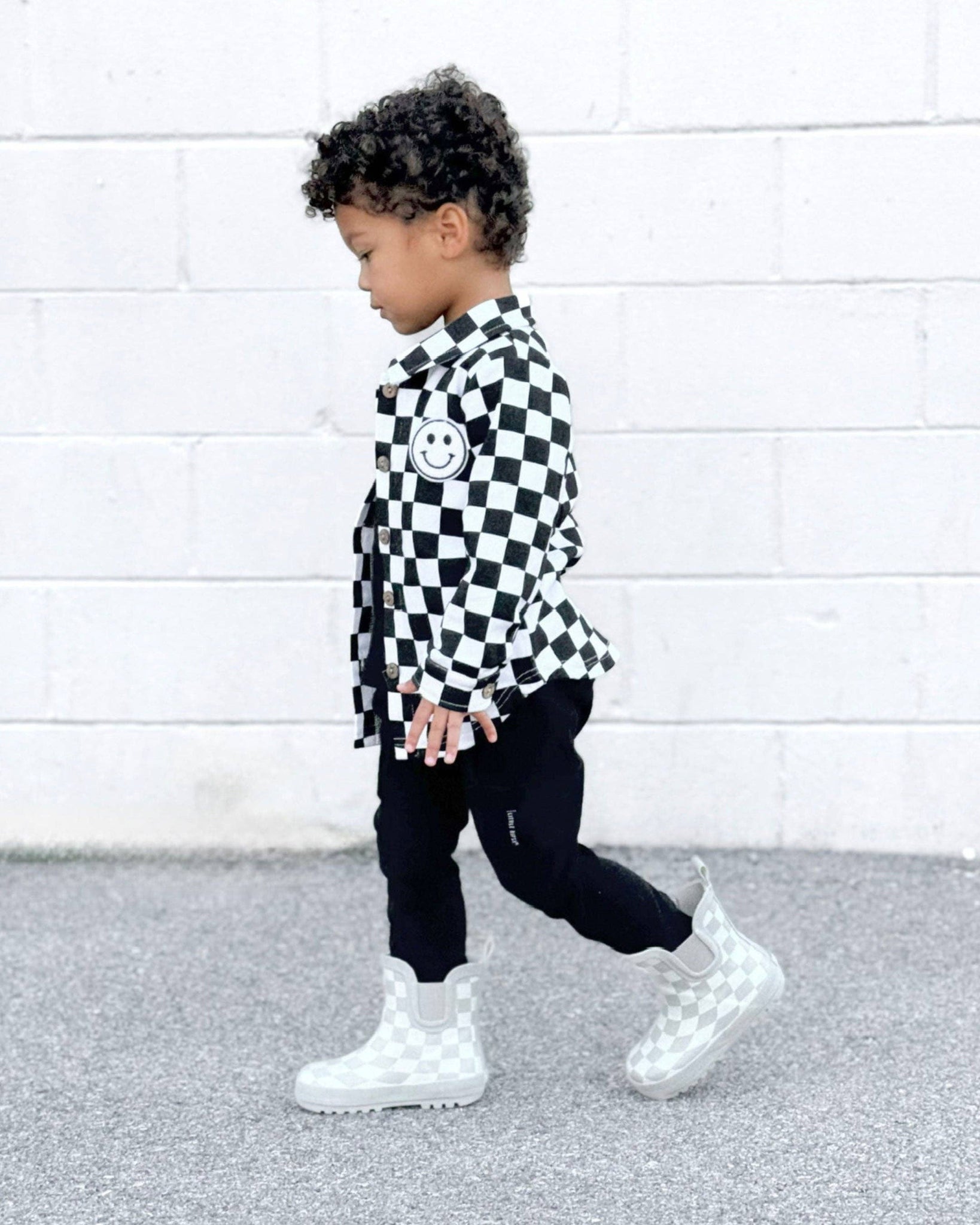 KIDS - Checkered Cotton Shacket - Black - Baby/Toddler/Kids
