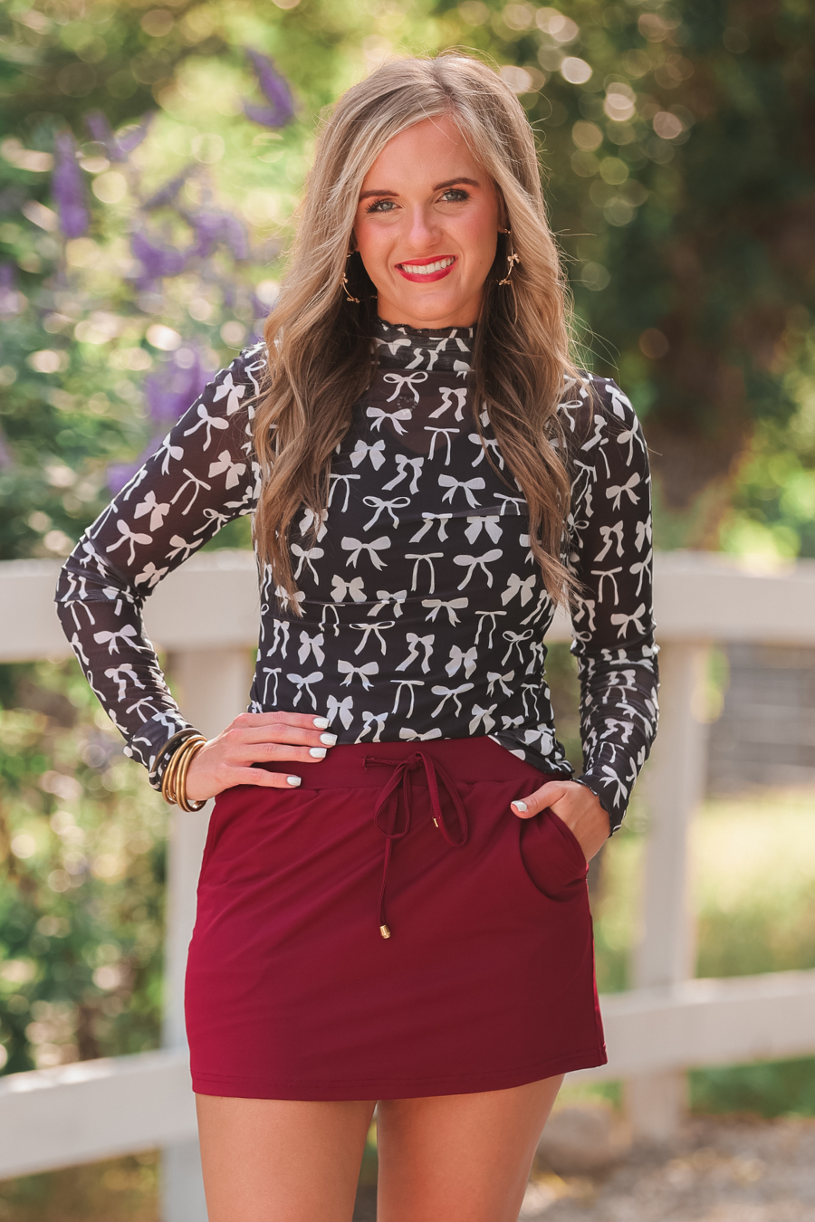 Keigan White Bows Mesh Top