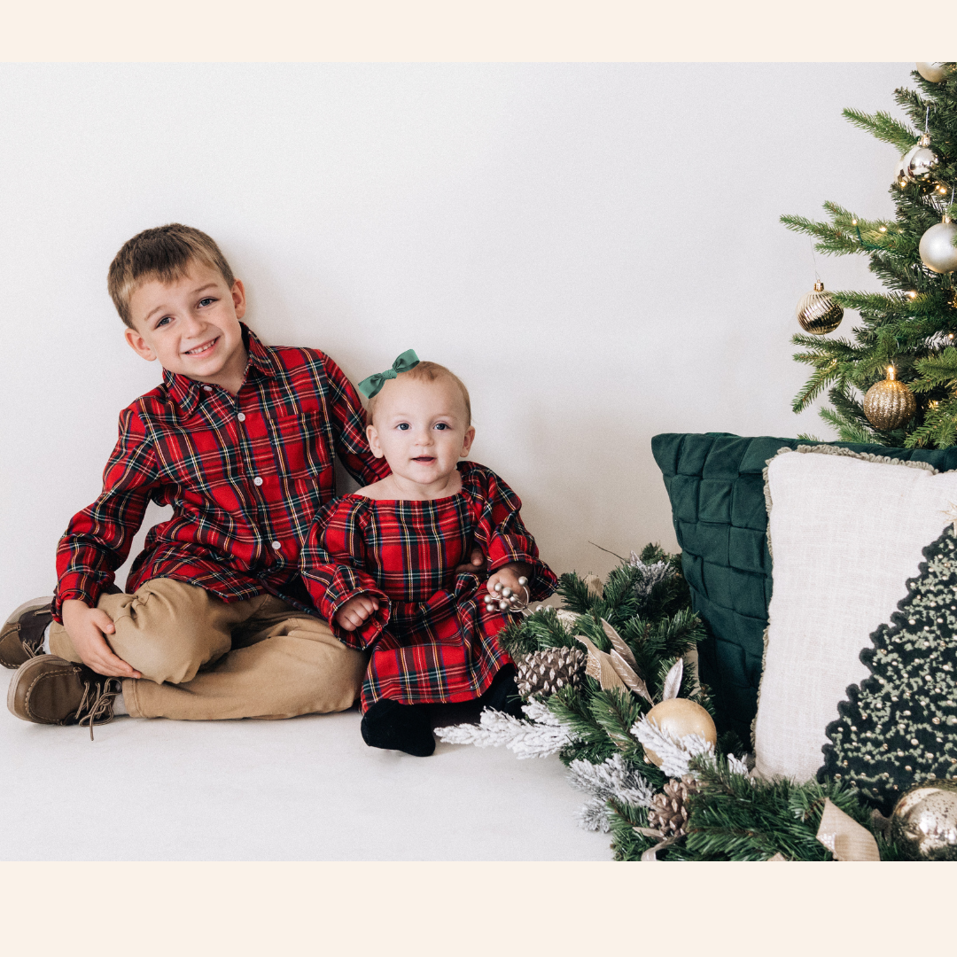 KIDS - Christmas Plaid Button Up Shirt - Kids