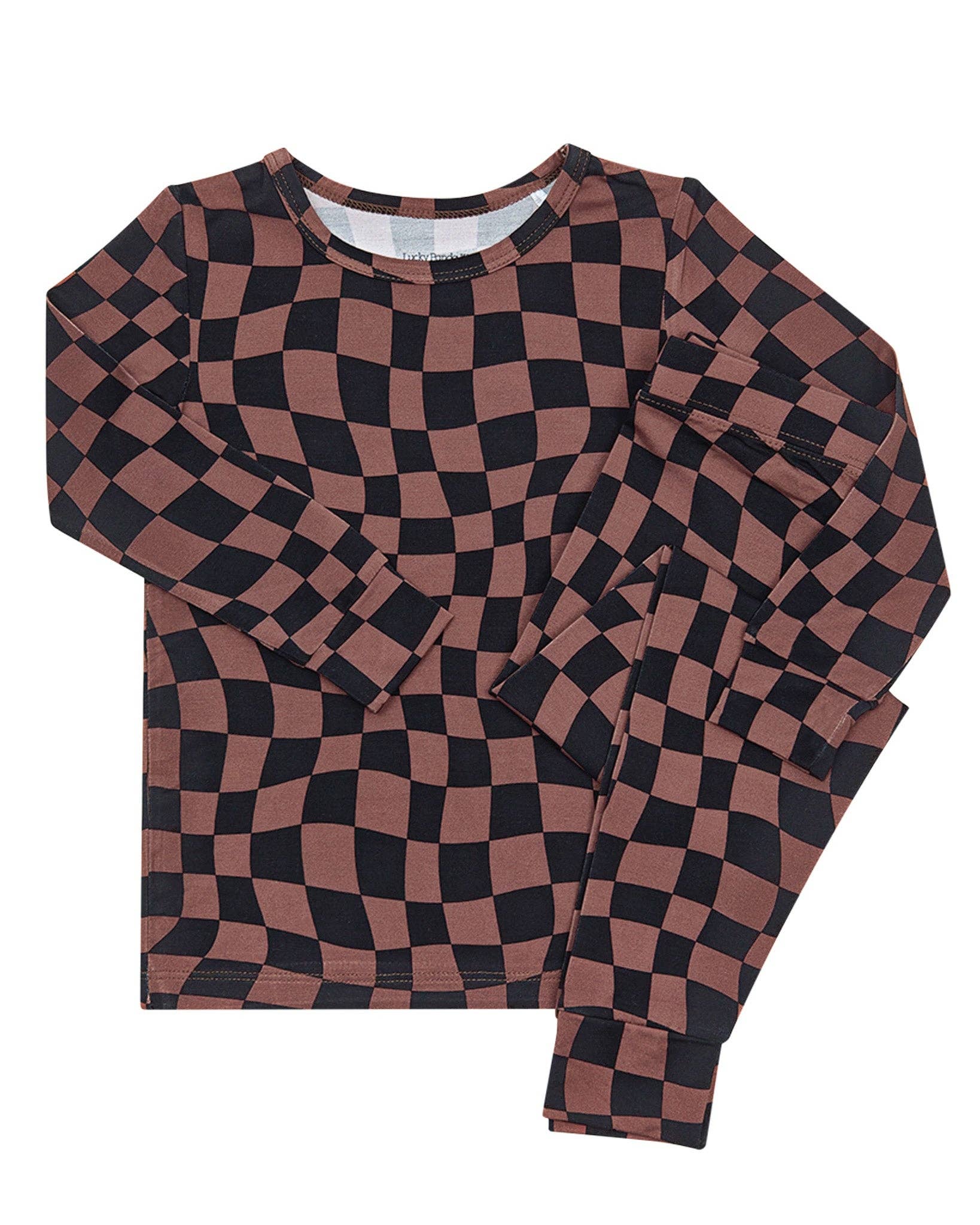 KIDS - Chocolate Checkered Two Piece Set - Toddler/Kids