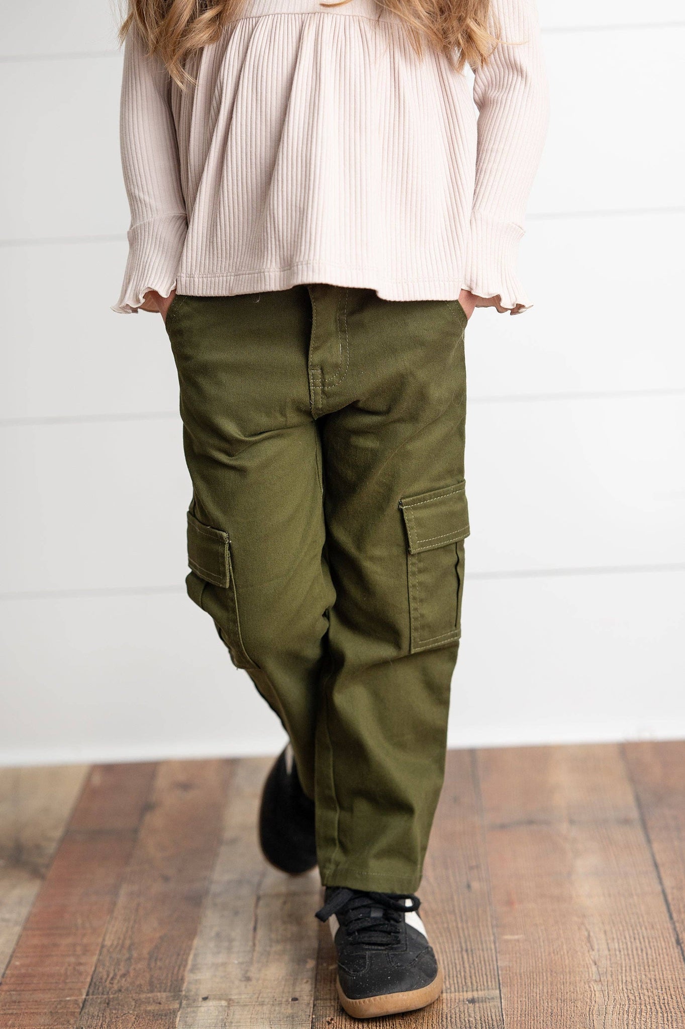 KIDS - Olive Denim Cargo Pants - Toddler/Kids