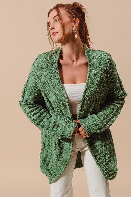 Fluffy Goodness Cardigan - Light Olive