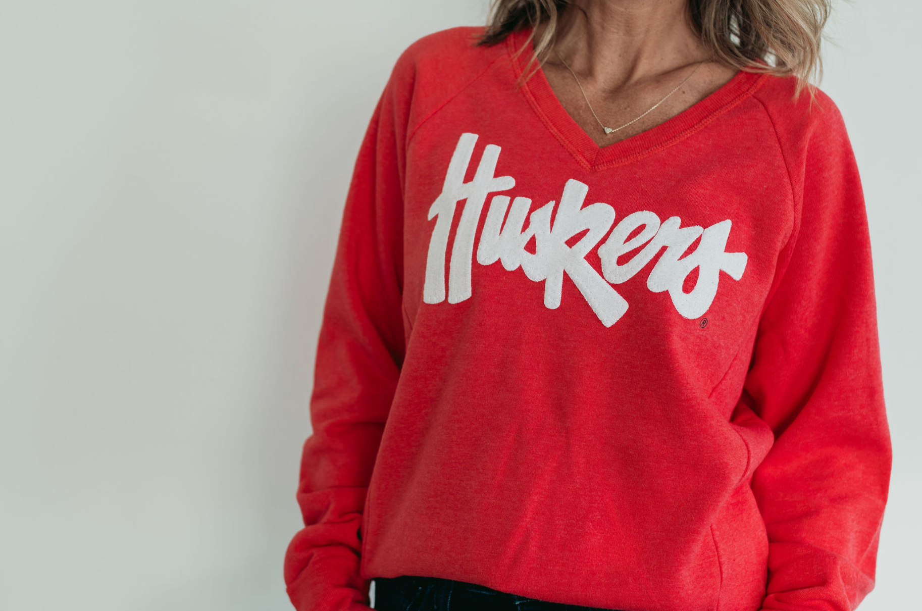 White Sparkle Huskers Sweatshirt
