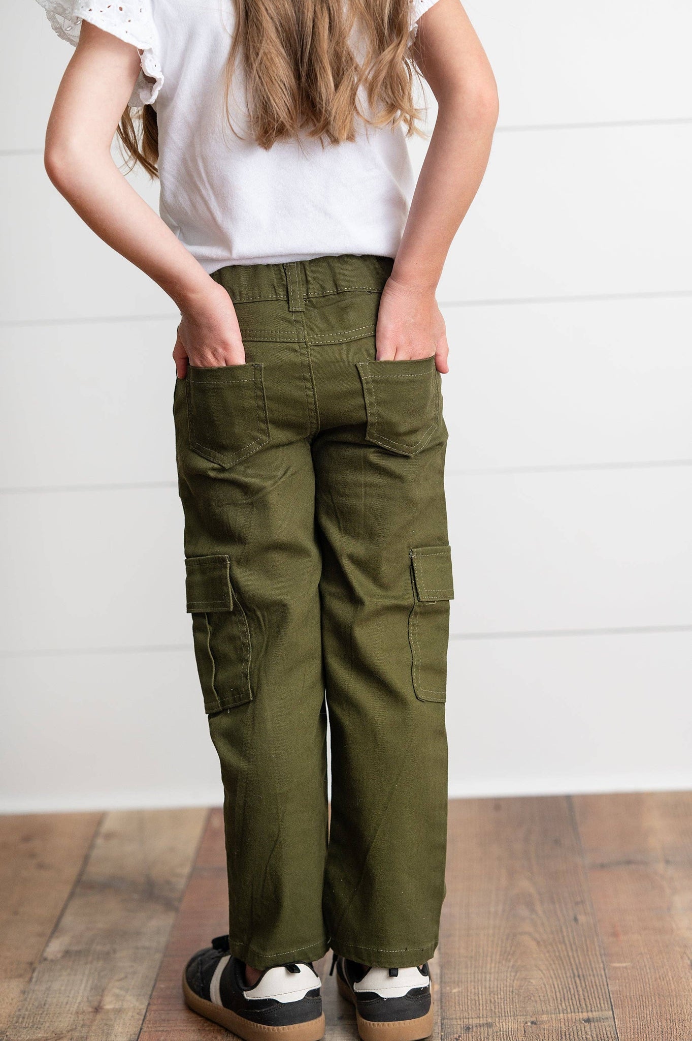 KIDS - Olive Denim Cargo Pants - Toddler/Kids