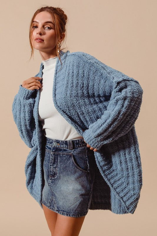 Fluffy Goodness Cardigan - Dusty Blue