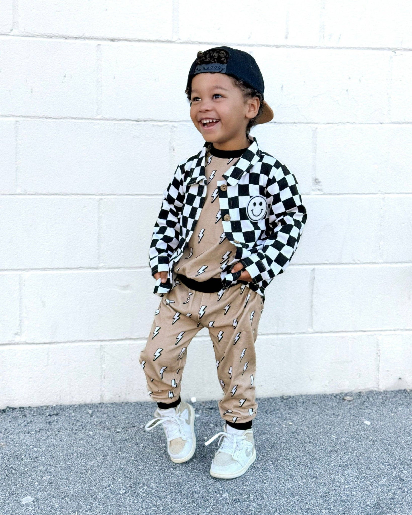 KIDS - Checkered Cotton Shacket - Black - Baby/Toddler/Kids