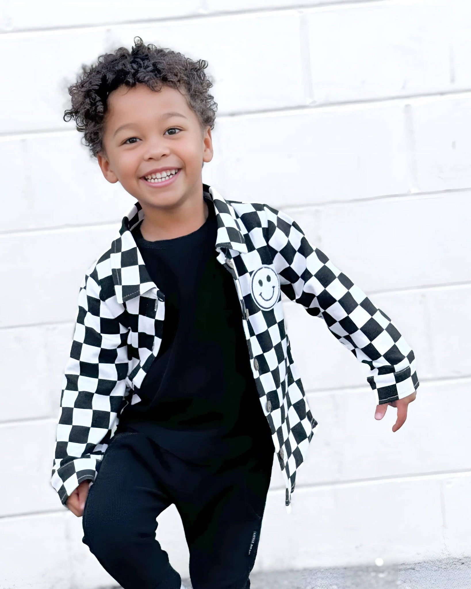 KIDS - Checkered Cotton Shacket - Black - Baby/Toddler/Kids