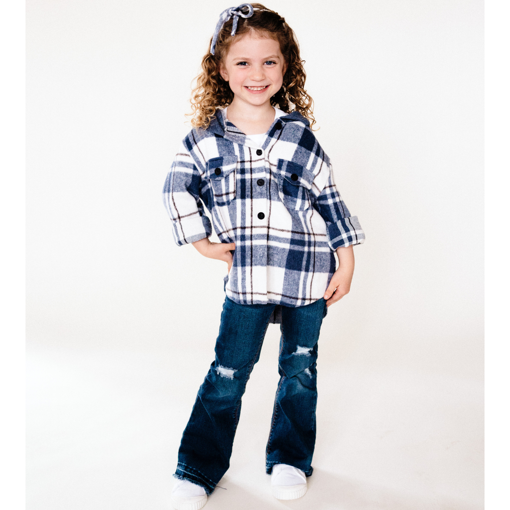 KIDS - Navy Plaid Flannel Top - Toddler/Kids