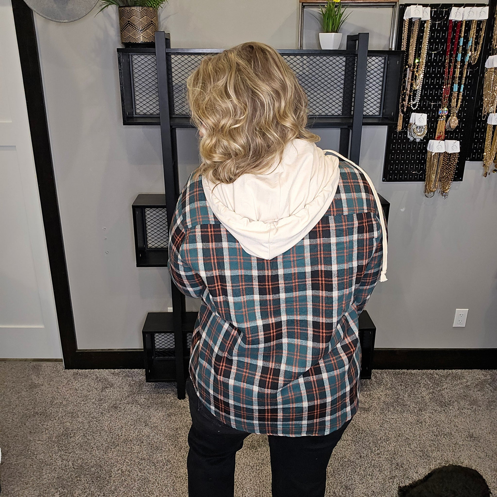 Living Out Loud Plaid Shacket - Hunter/Cream/Rust