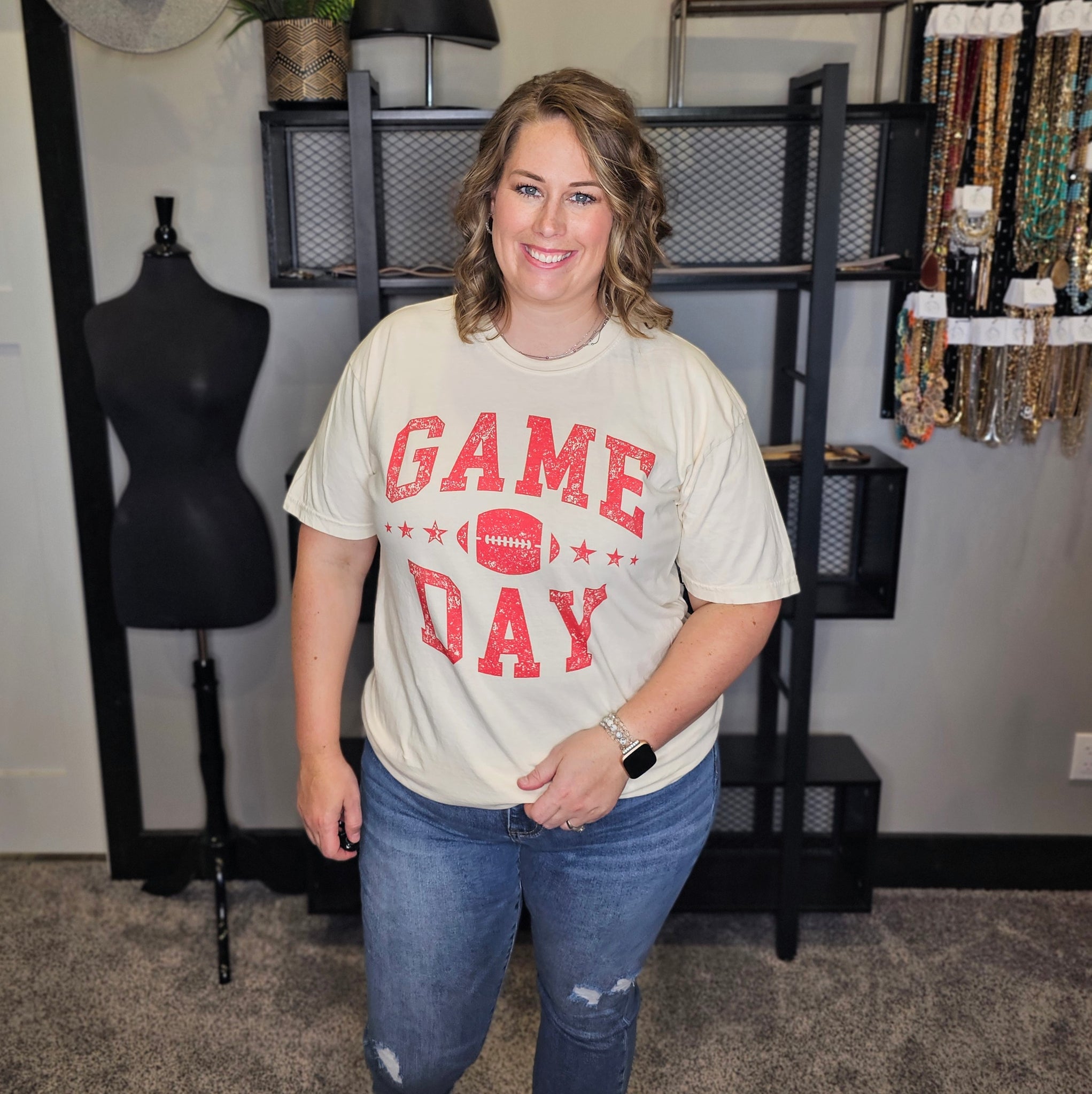 Game Day With Football Graphic Tee