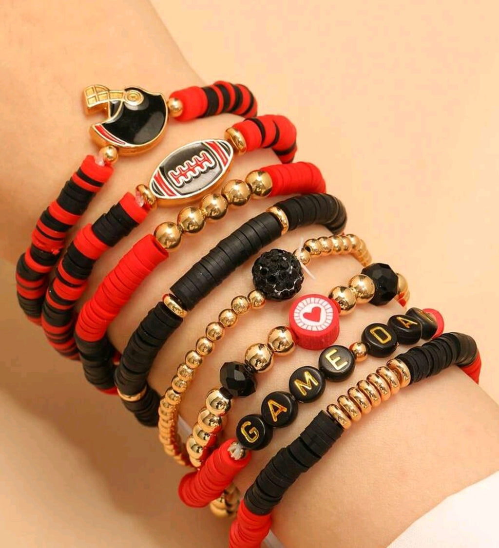 Blakely Charm Stack Bracelet - Red/Black