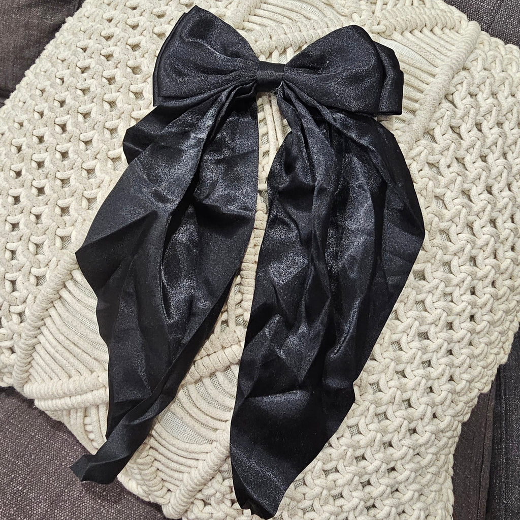 Satin Bow Clip - Black