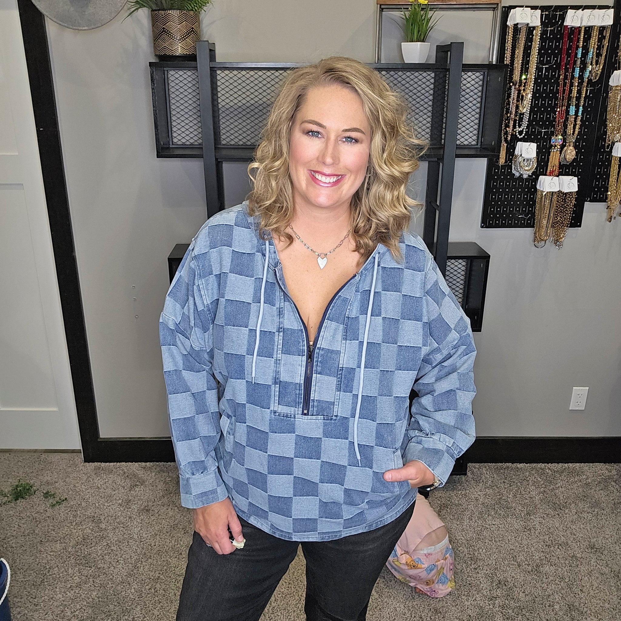 Check Me Out Denim Hoodie