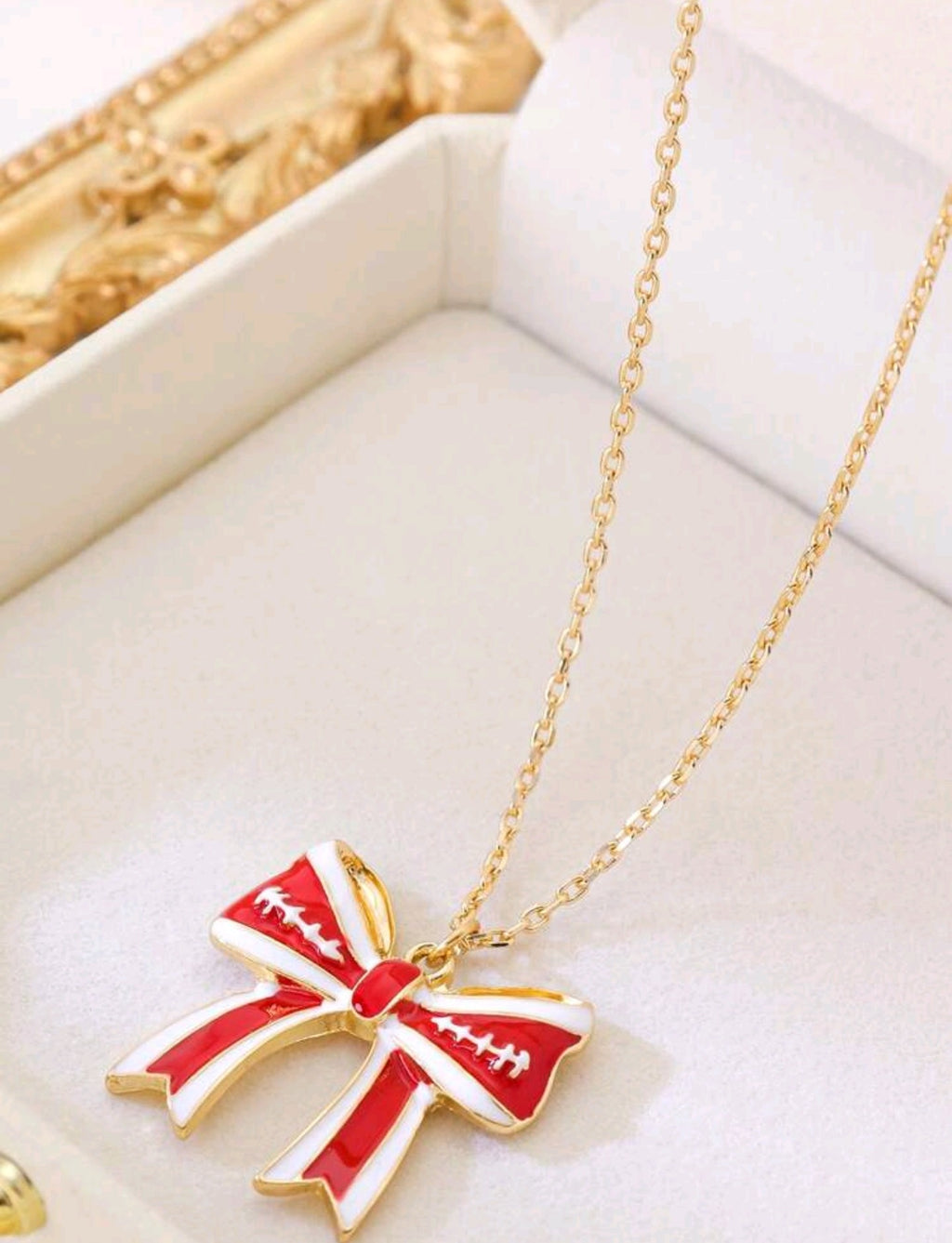 Red Football Bow Necklace
