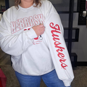 Nebraska White Graphic Sweatshirt