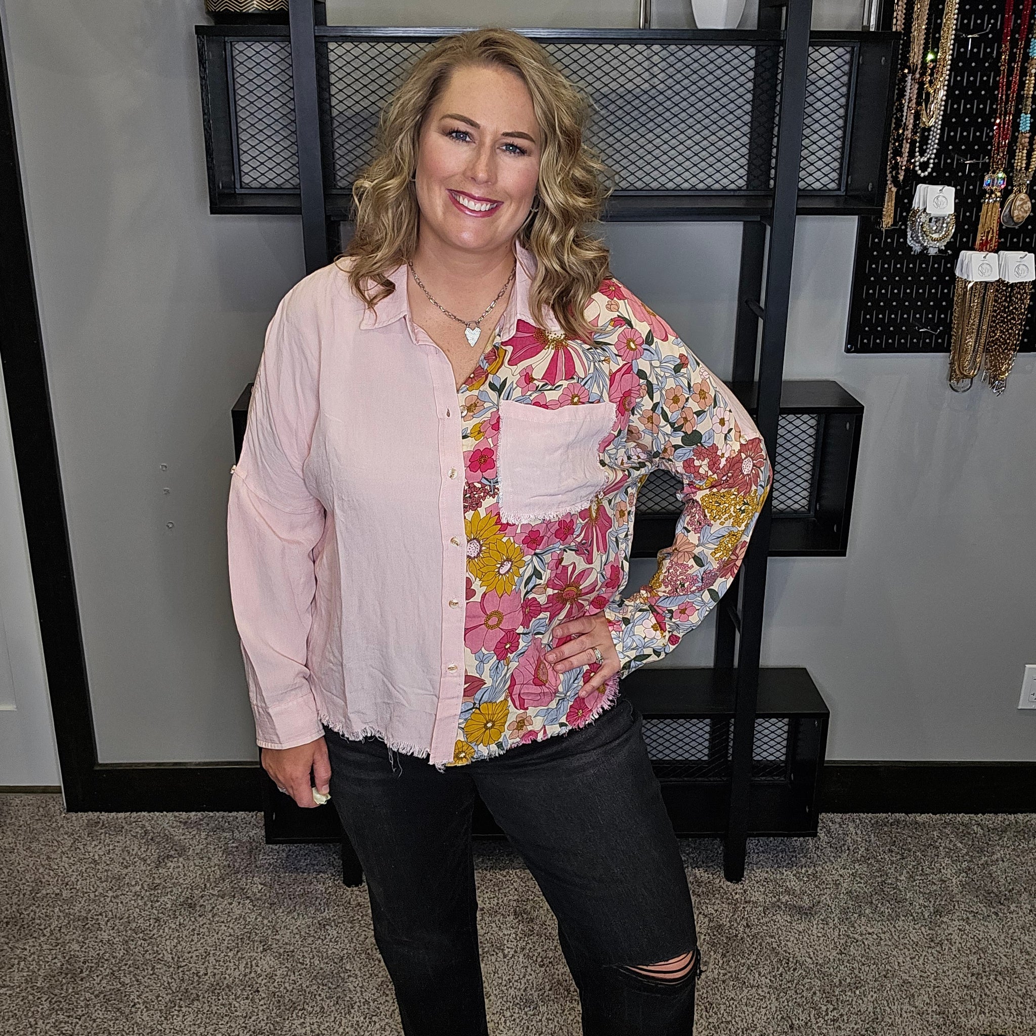 Blushing It Off Button Down Top