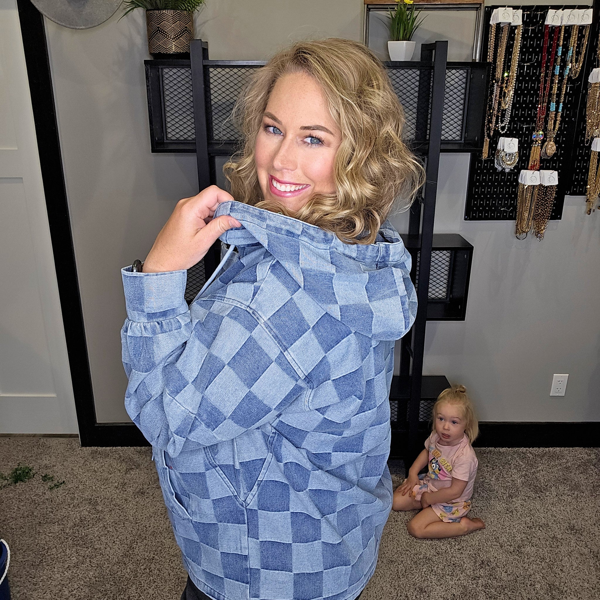 Check Me Out Denim Hoodie