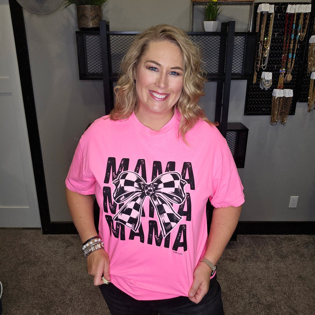 Checkered Bow MAMA Graphic Tee