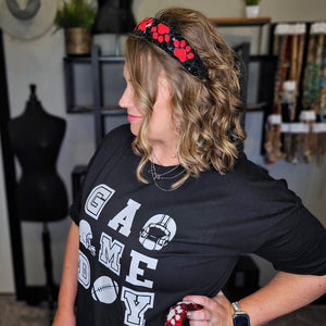 Paw Headband - Black/Red