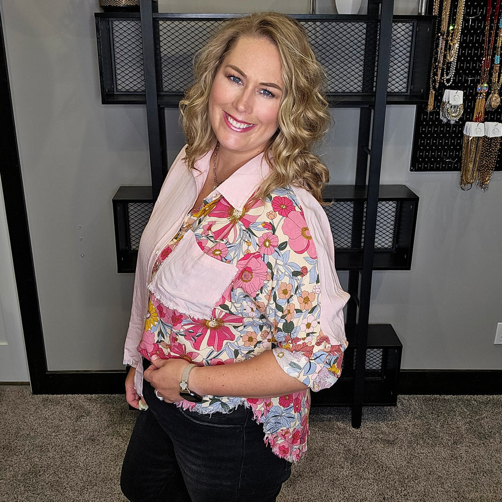 Blushing It Off Button Down Top