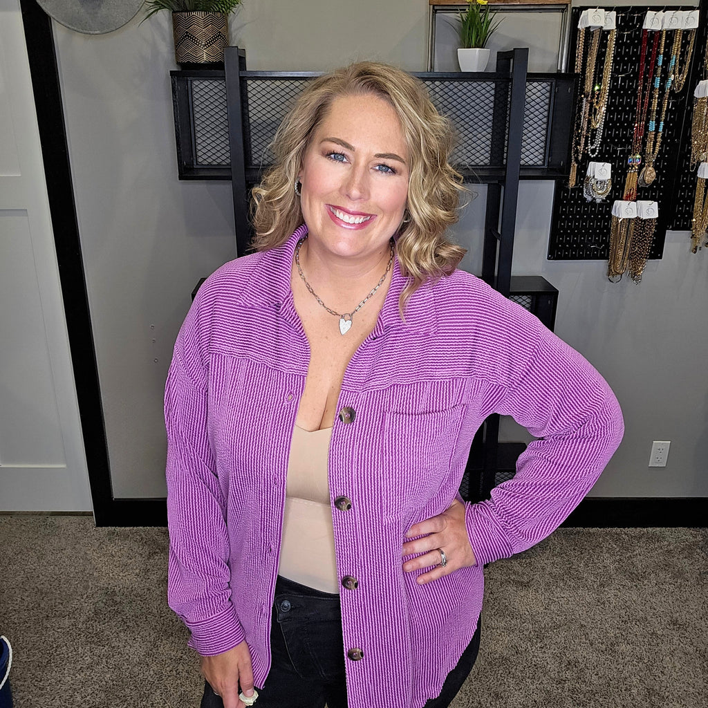 Have It All Ribbed Shacket - Magenta