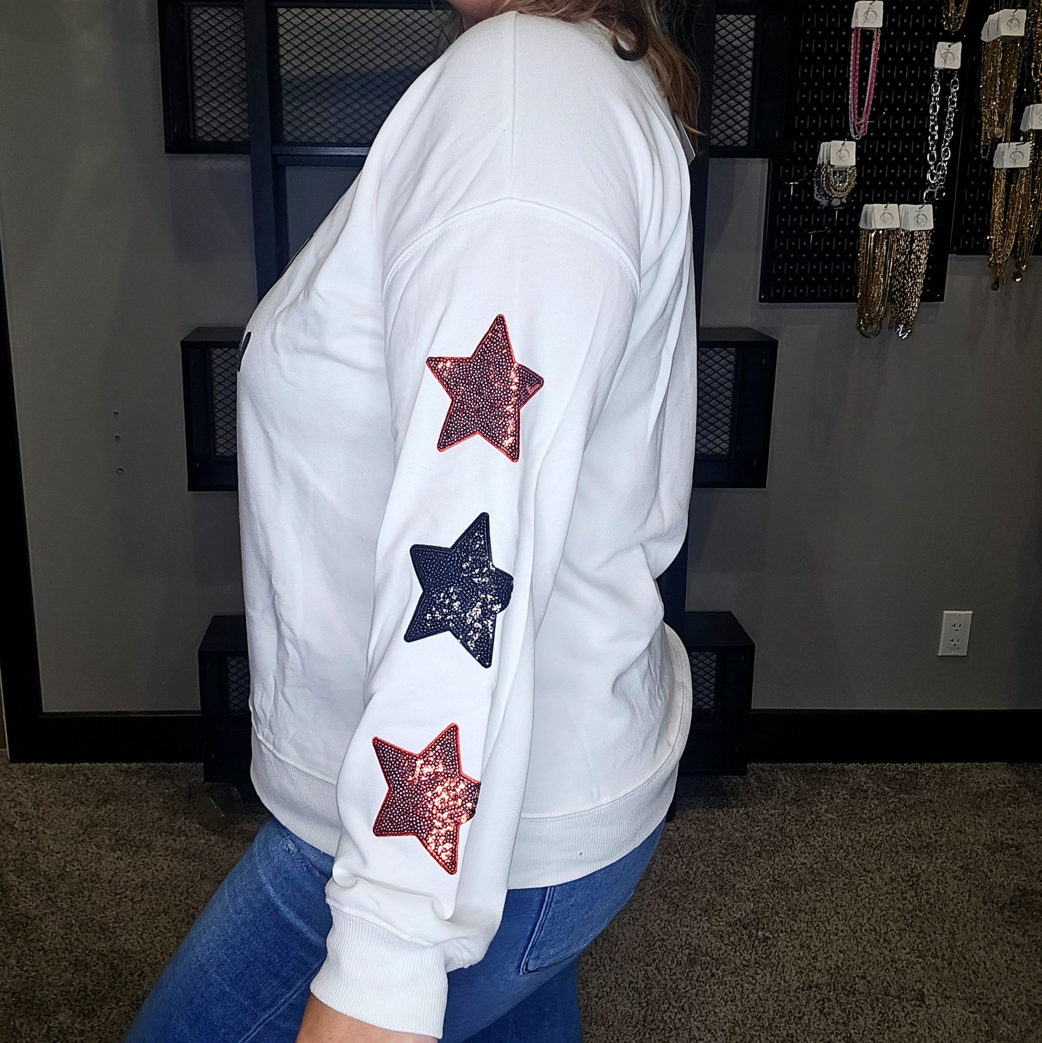 Sequined Touch Down Graphic Sweatshirt