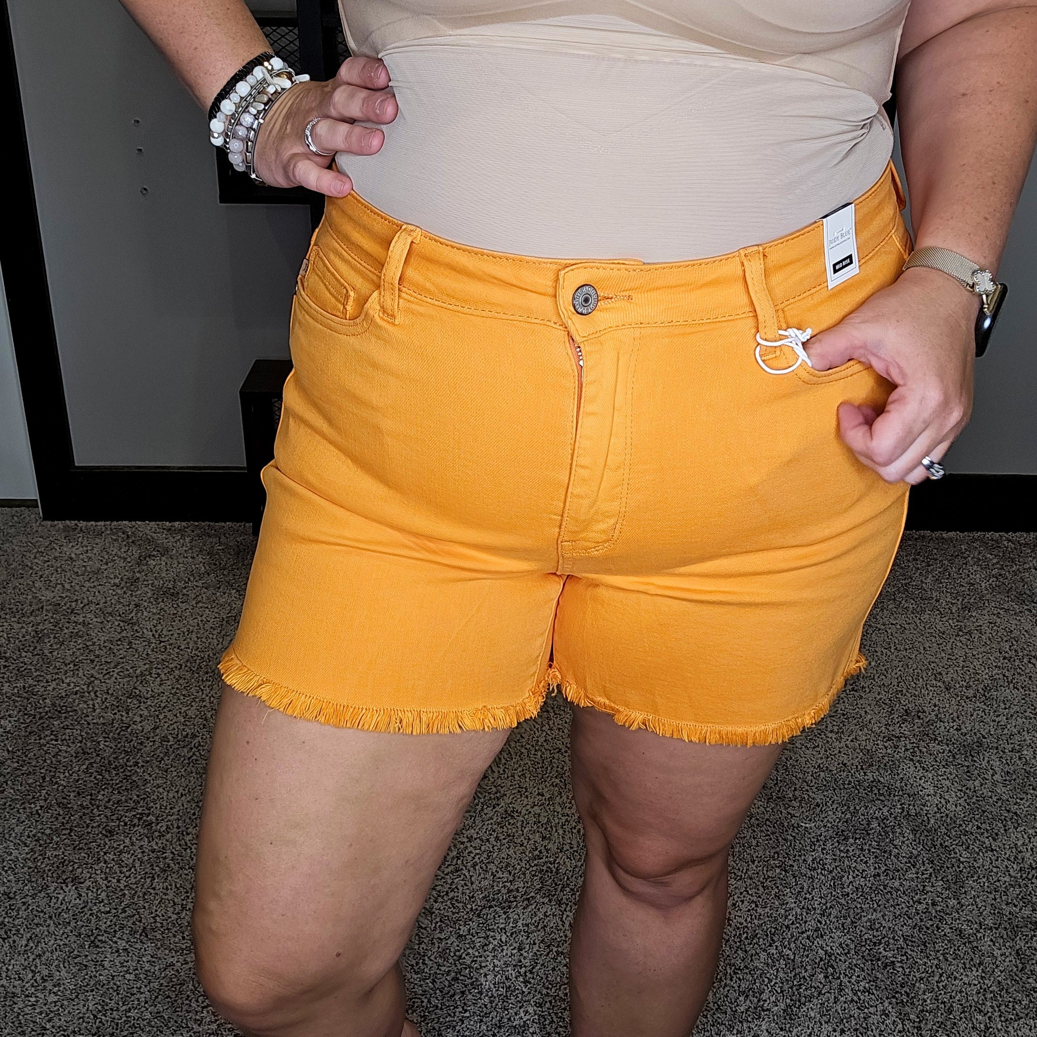 Lucas Orange Denim Shorts - Judy Blue