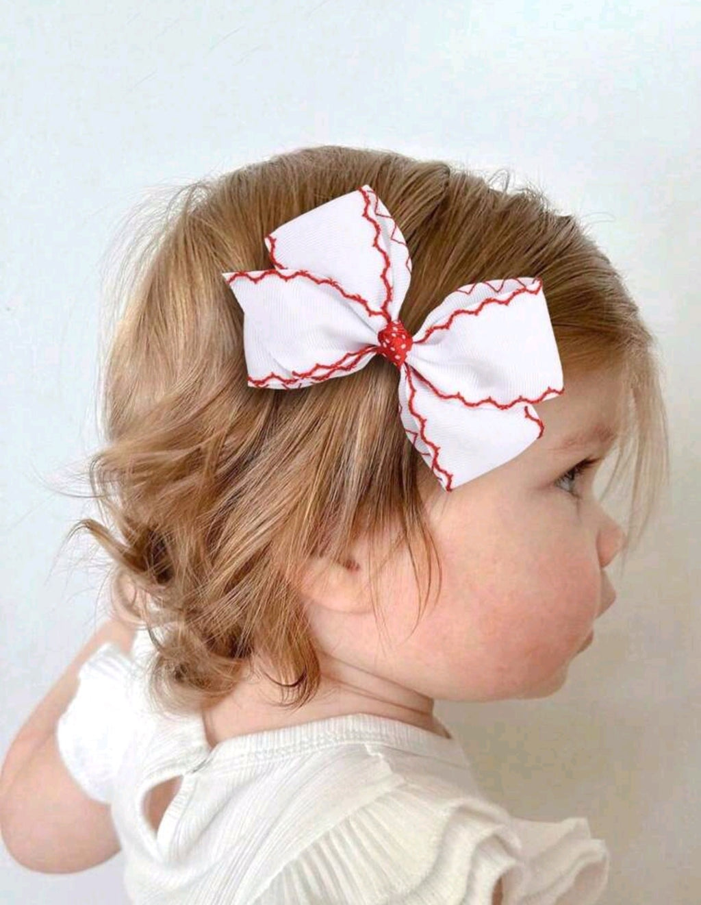Red & White Bow Clips
