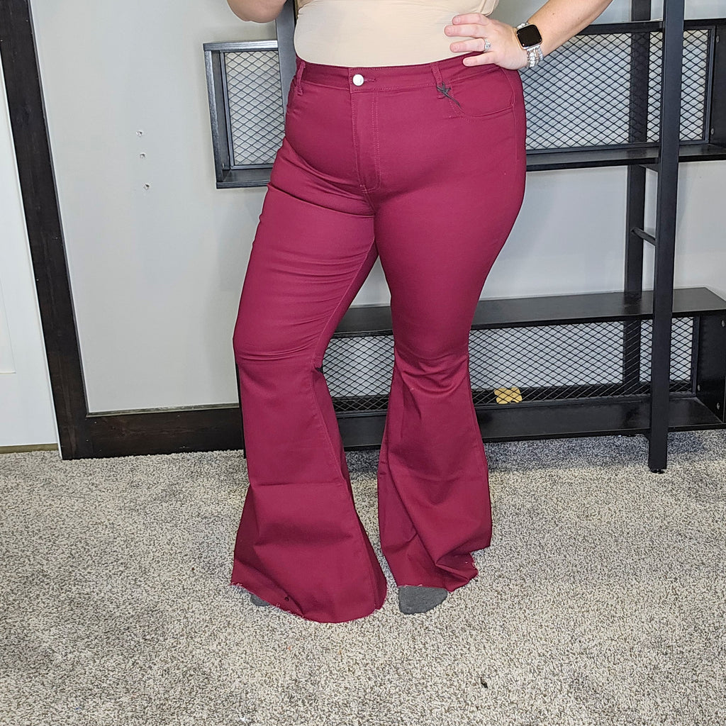 The Dwayne Colored Flare Jeans - Cabernet