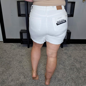 Benjamin Rigid White Denim Shorts - Judy Blue