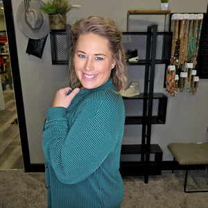 Have It All Ribbed Shacket - Hunter Green