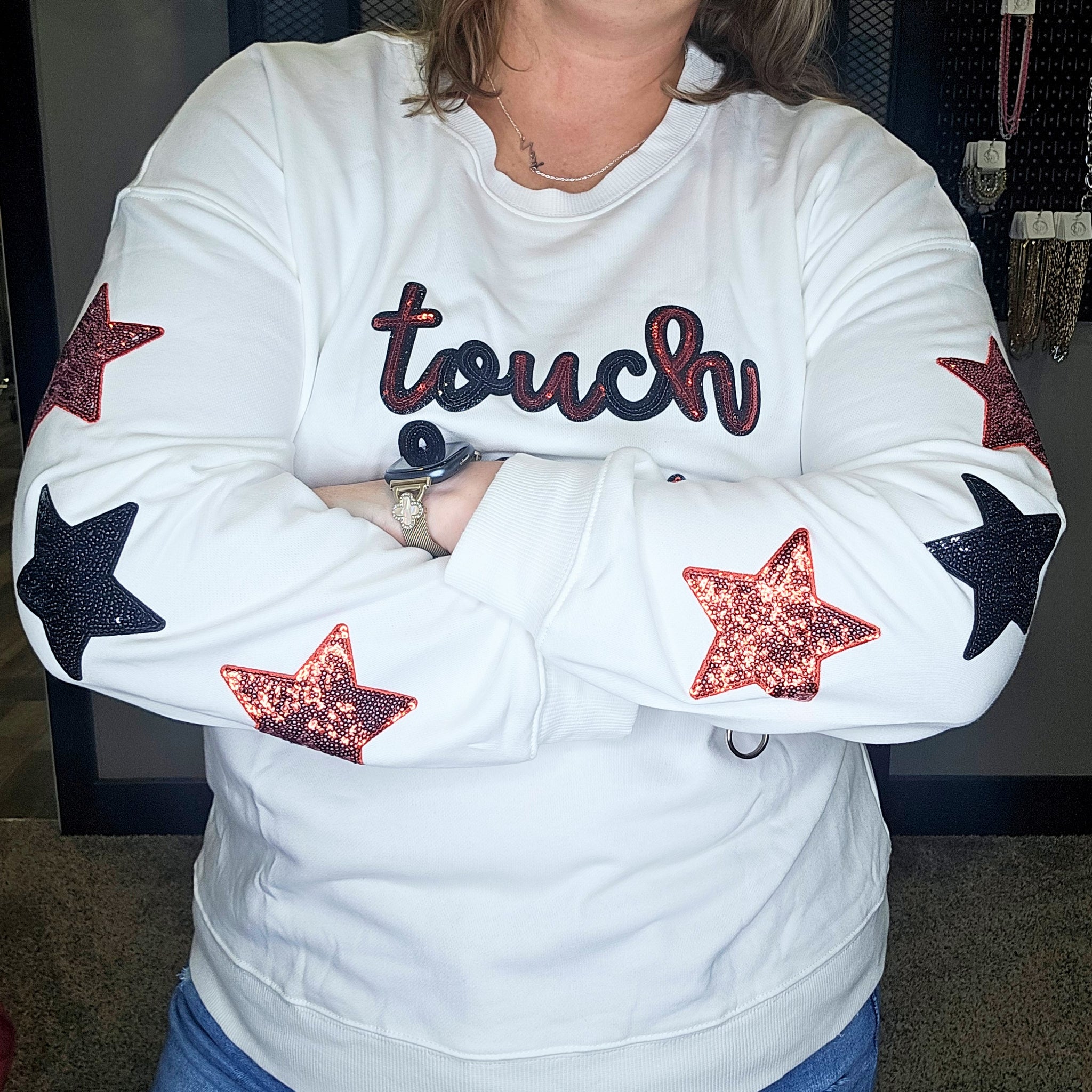 Sequined Touch Down Graphic Sweatshirt