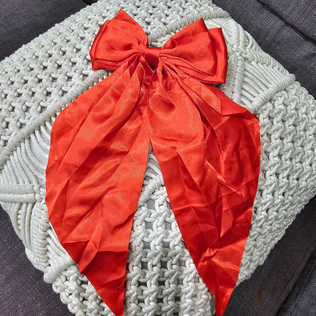 Satin Bow Clip - Red