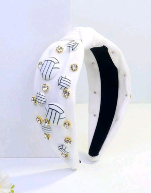 Volleyball Bling Headband - White
