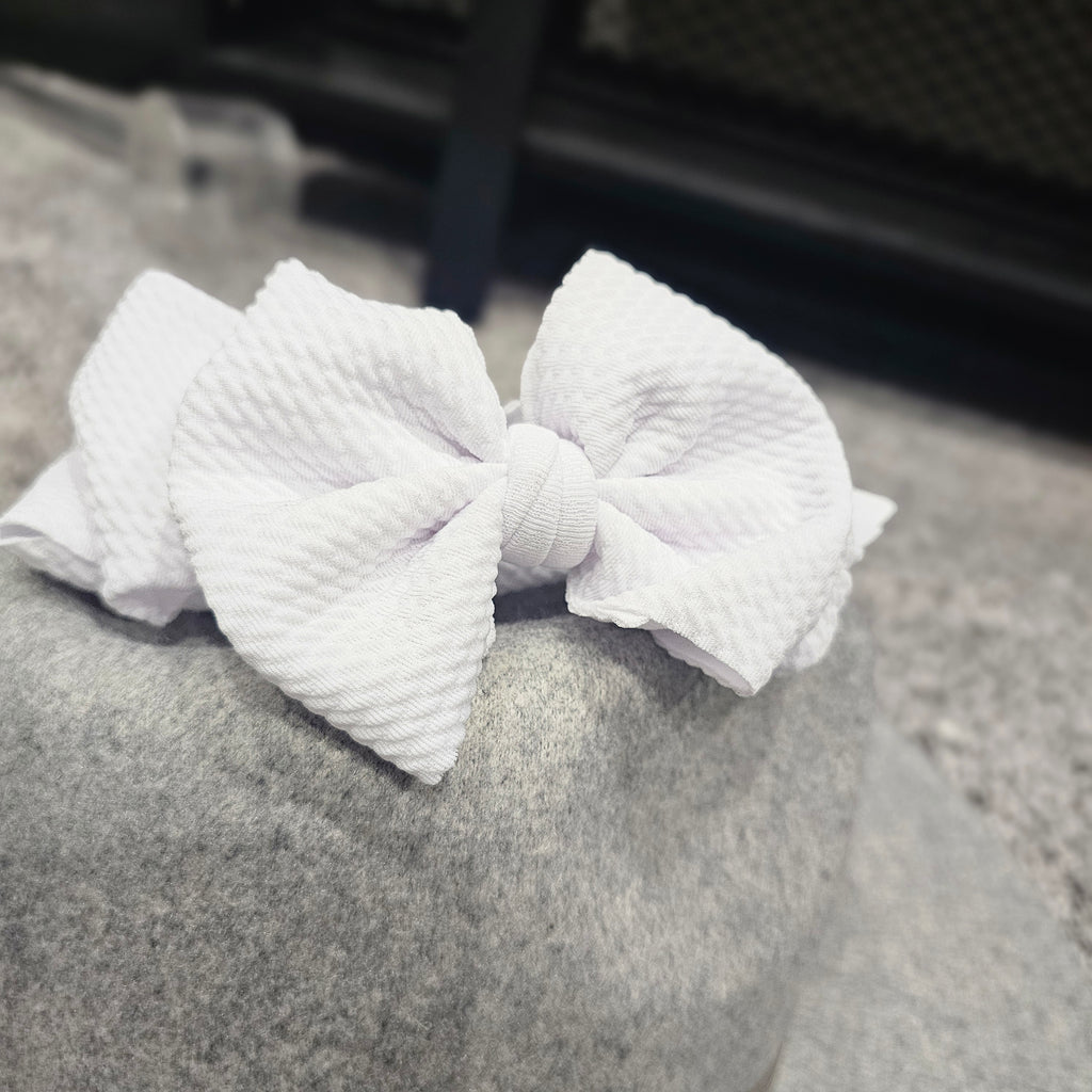 Solid Baby Headwrap Bow - White
