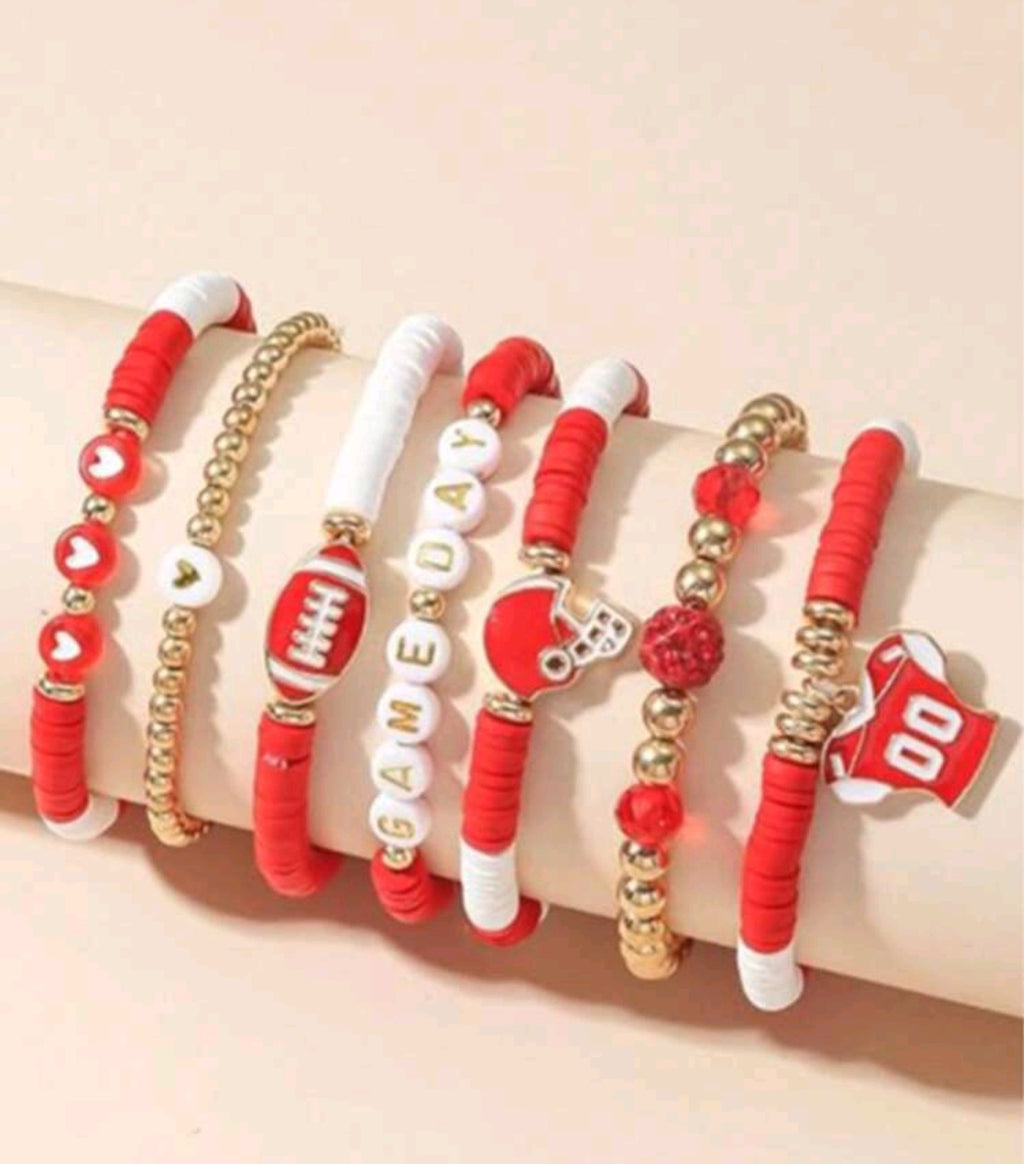 Blakely Charm Stack Bracelet - Red/White