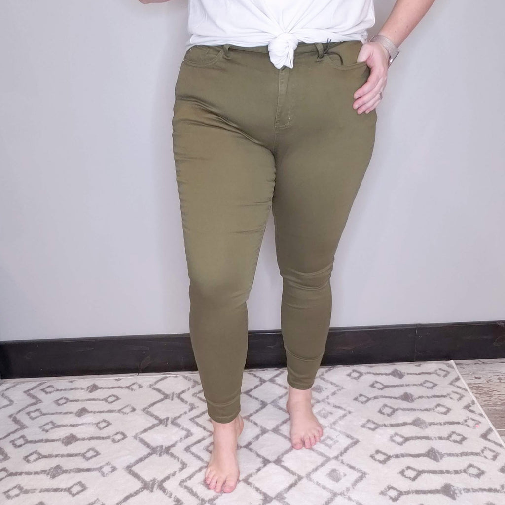 Ready or Not Judy Blue Olive Jeans